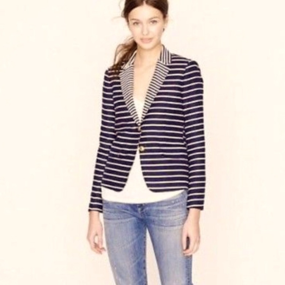 J. Crew Schoolboy Navy and White Blazer Size 2